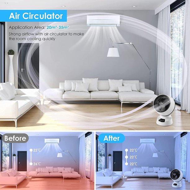 Air Circulator Fan Desk Fan Energy Efficient Ultra Quiet Auto Oscillation Fan 3 Speed Perfect for Desk Bedroom Office