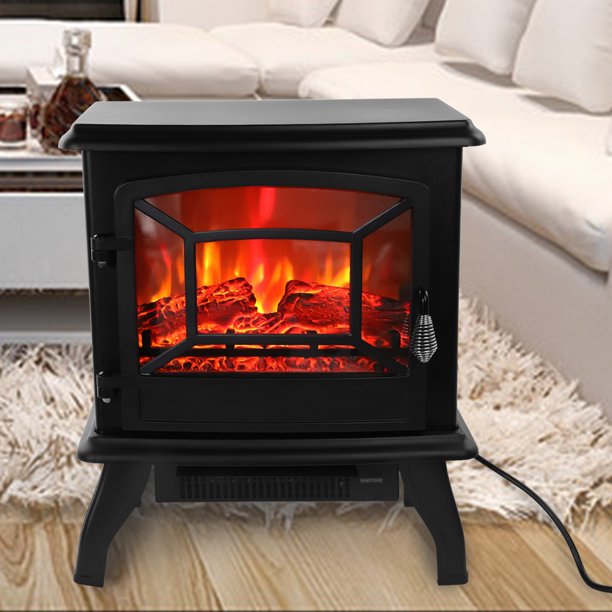 1400W Electric Stove Heater Infrared Quartz Fireplace 3D Flame Log Stove Firebox