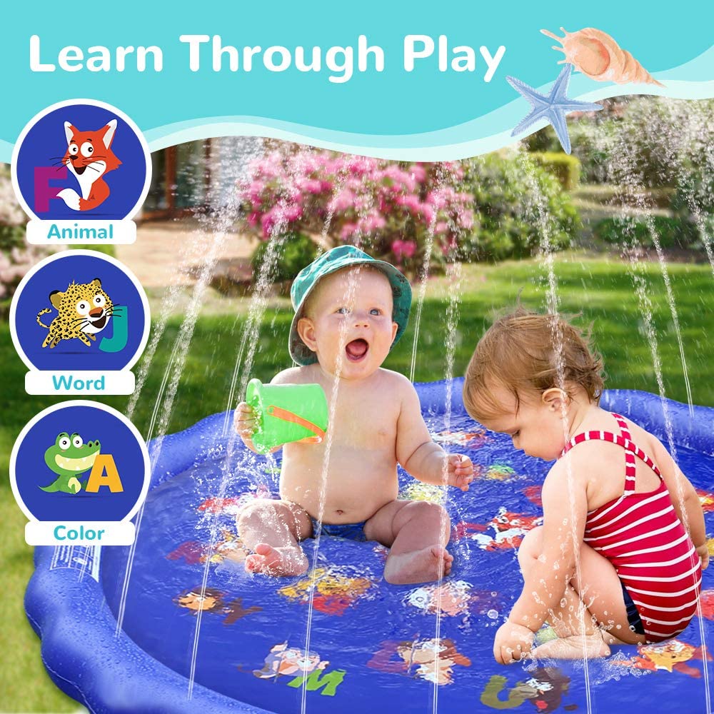 SUGIFT Splash Pad Sprinkler for Kids Toddlers Splash Water Pad,Outdoor Swimming Pool Splash Play Mat Water Toys for Children for Fun Games Learning