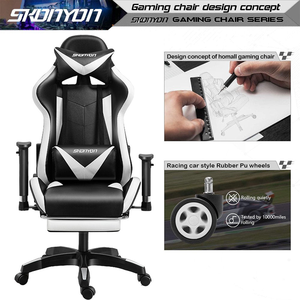 Gaming Chair Computer Racing Swivel Seat Office Chair w/ Lumbar