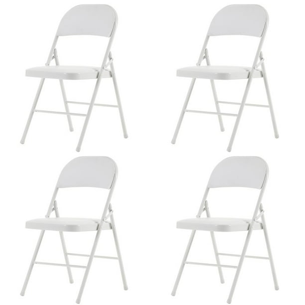 SUGIFT Premium Vinyl Padded Metal Folding Chair, 4 Pack, White