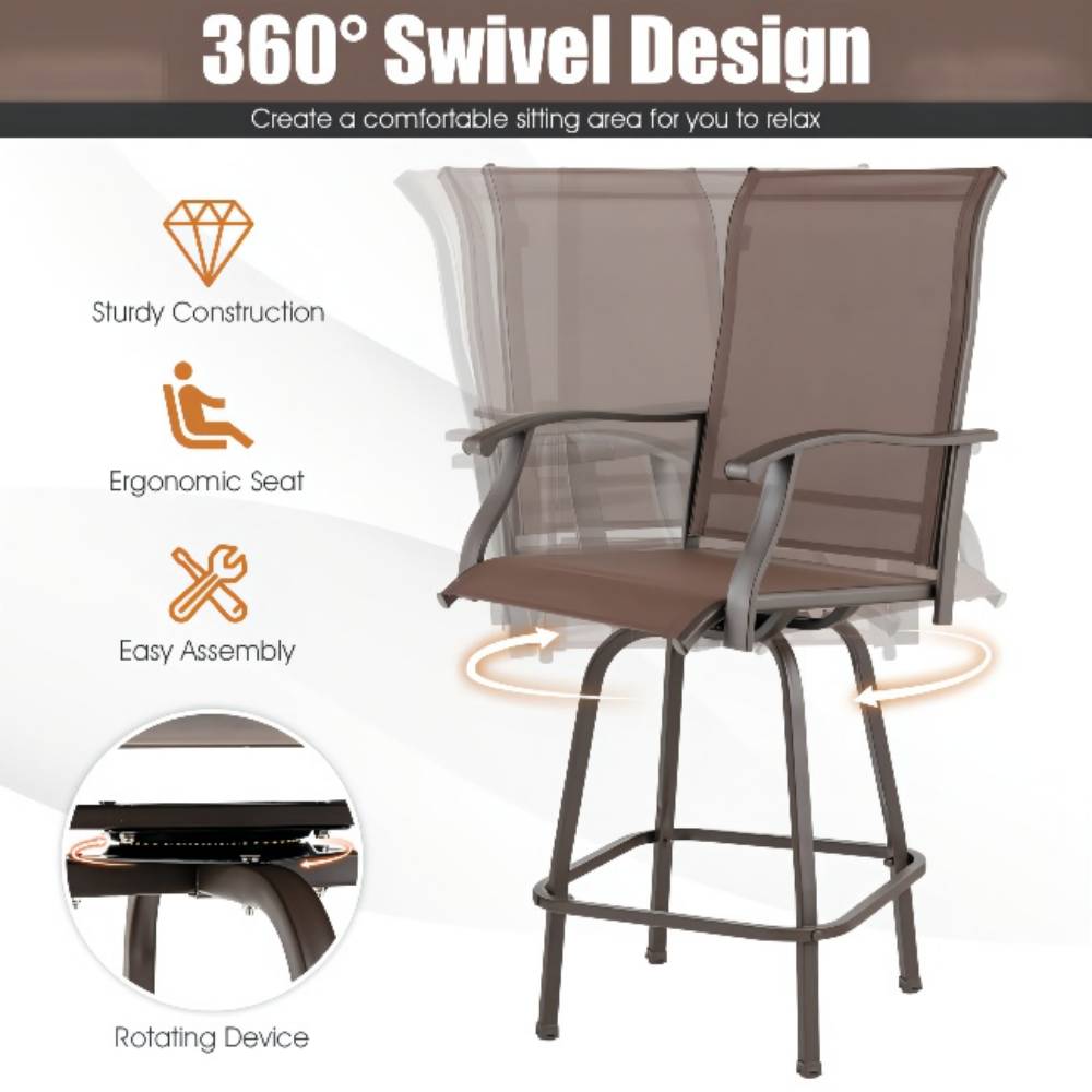 2-Piece Metal  Swivel Outdoor Bar Stools