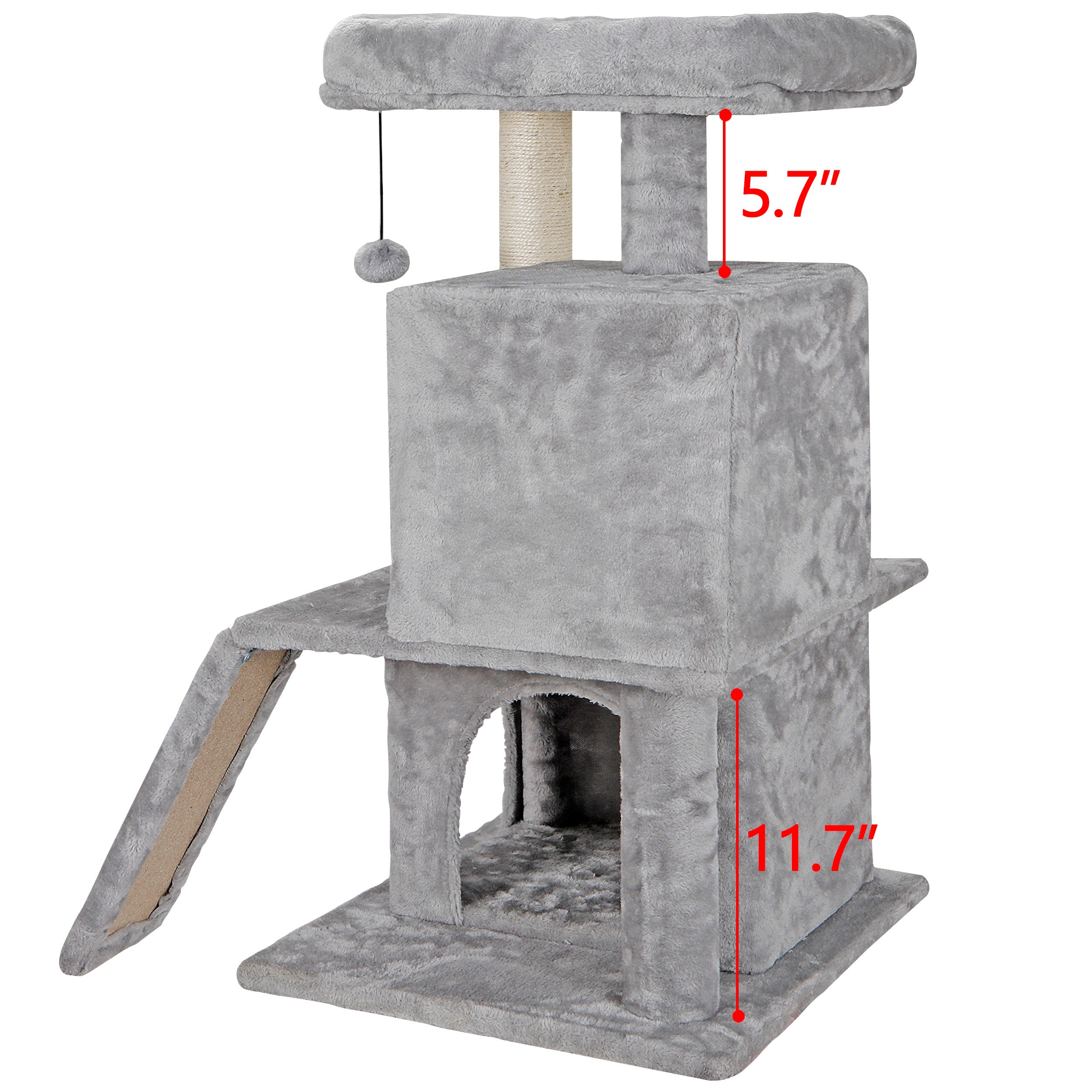 SUGIFT 34-in Cat Tree & Condo Scratching Post Tower, Gray