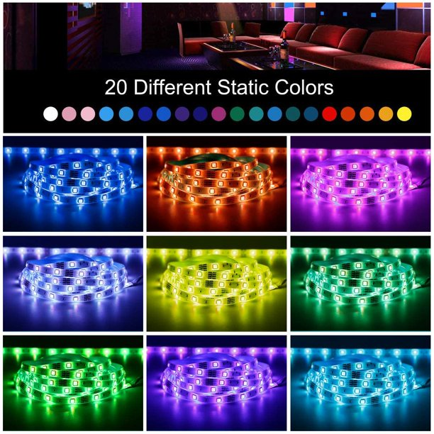 LED Strip Lights 32.8ft 600 LEDs with 44 Keys Remote Control, 3528 RGB Color Change for Home Bedroom Kitchen DIY Decoration