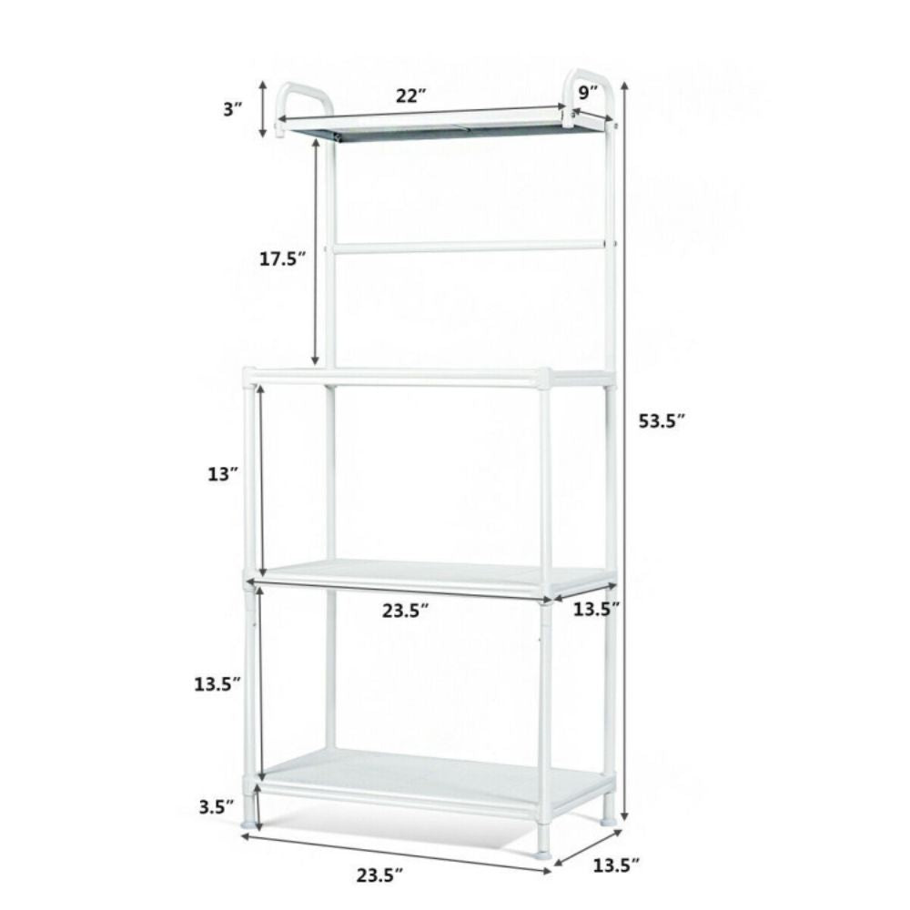 White 4-Tier Kitchen Storage Shelf Rack Microwave Cart Kitchen Cart