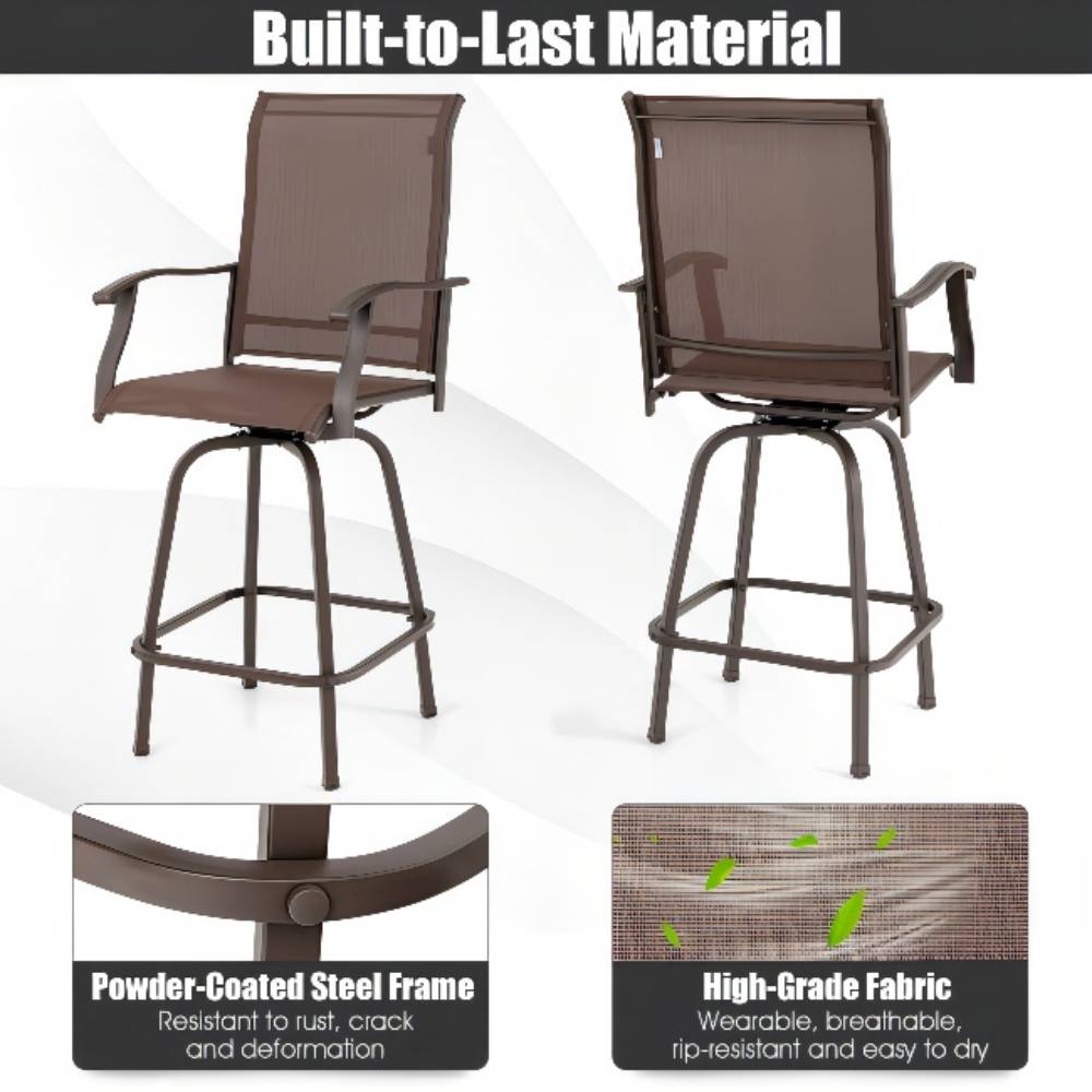 2-Piece Metal  Swivel Outdoor Bar Stools