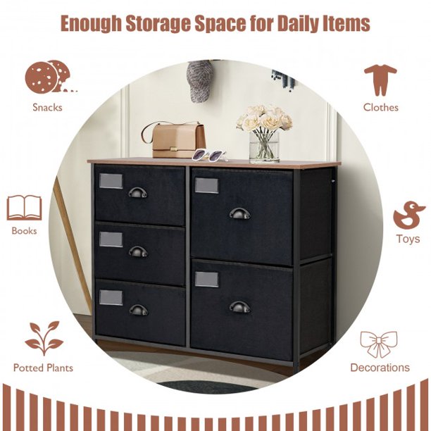 5-Drawer Storage Dresser for Bedroom and Entryway Organizer Shelf