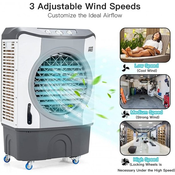 SUGIFT Industrial Evaporative Cooler 4-in-1 Air Cooling Fan 45L Tank