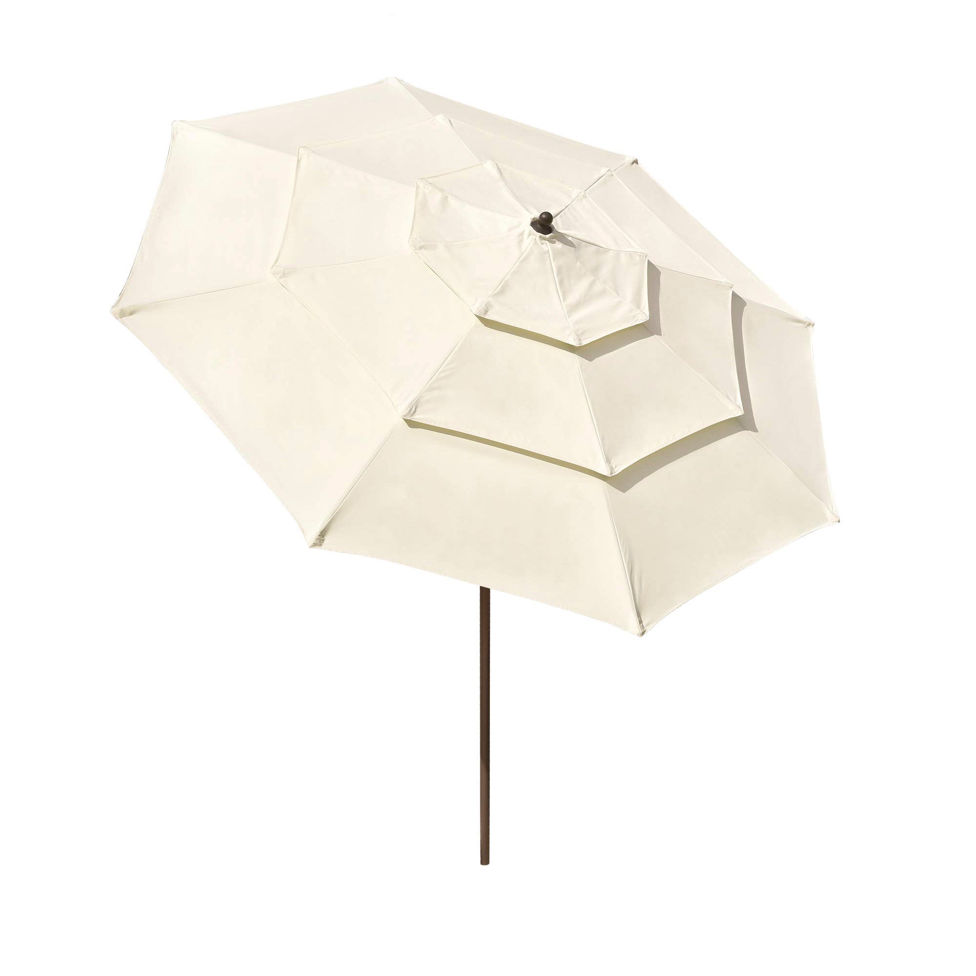 SUGIFT 9 ft. 3-Tiers Outdoor Patio Umbrella in Beige with Tilt and Crank