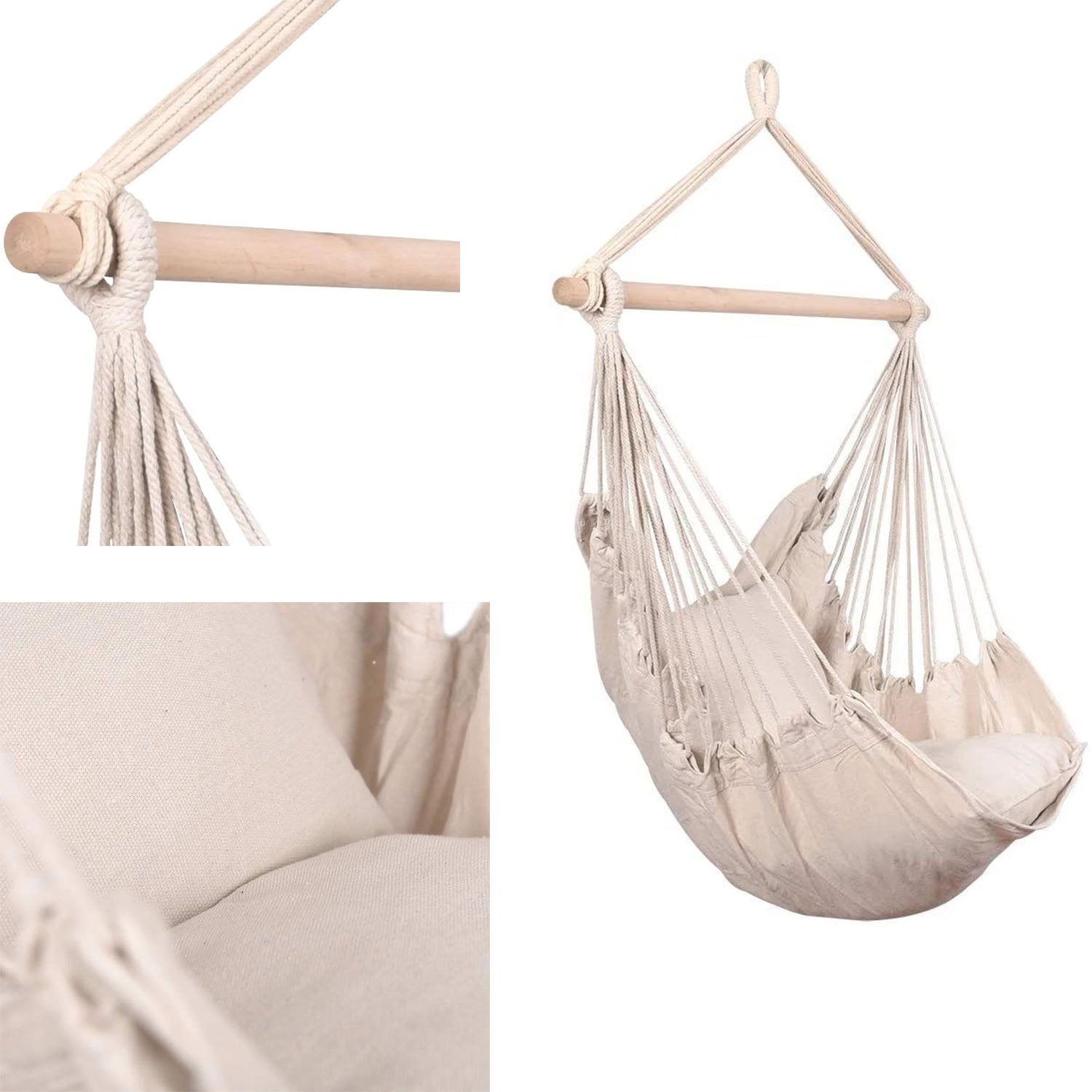 SUGIFT Hanging Hammock Chair with Double Cushions