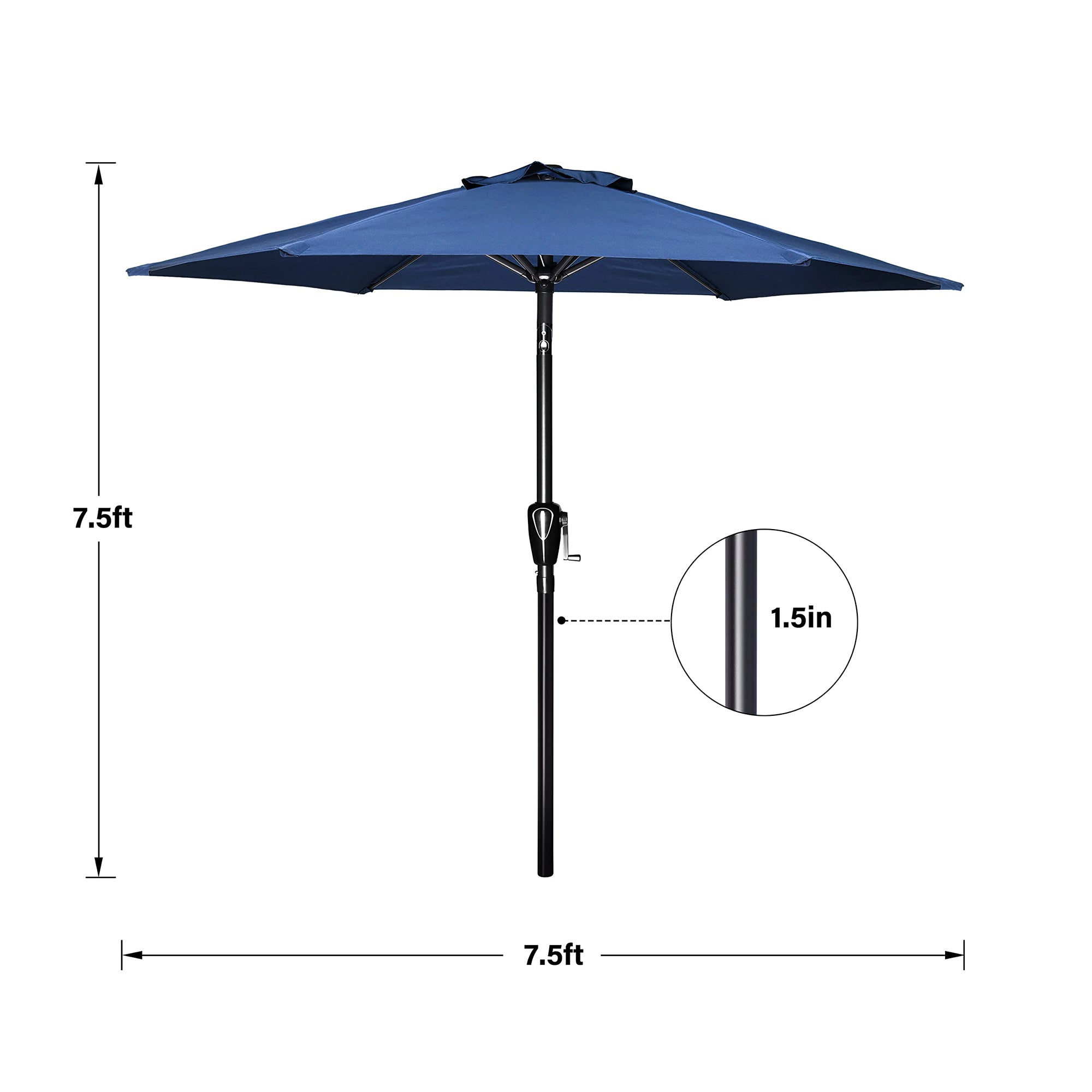 SUGIFT 7.5 ft. Market Outdoor Patio Umbrella in Blue with Push Button Tilt and Crank