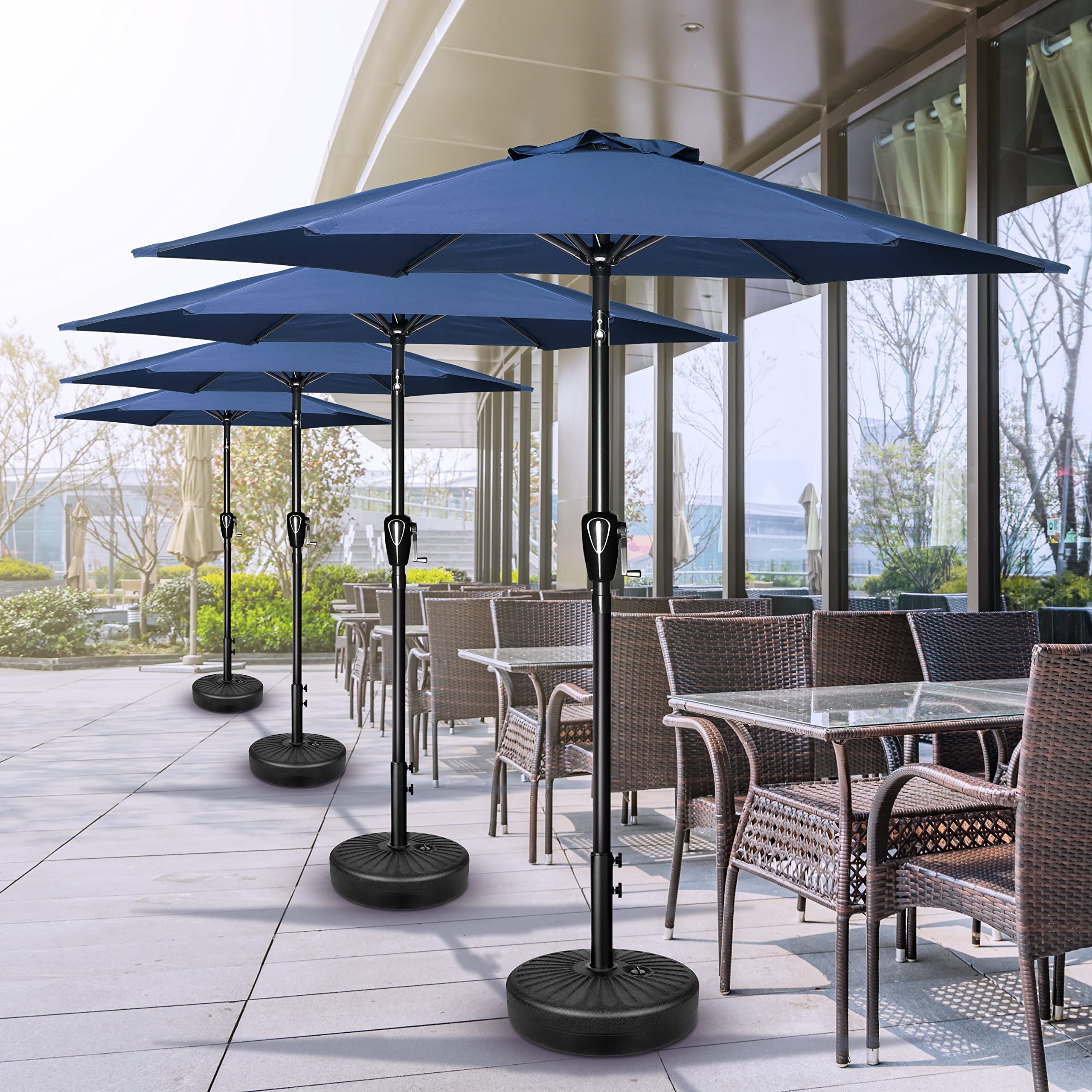 SUGIFT 7.5 ft. Market Outdoor Patio Umbrella in Blue with Push Button Tilt and Crank