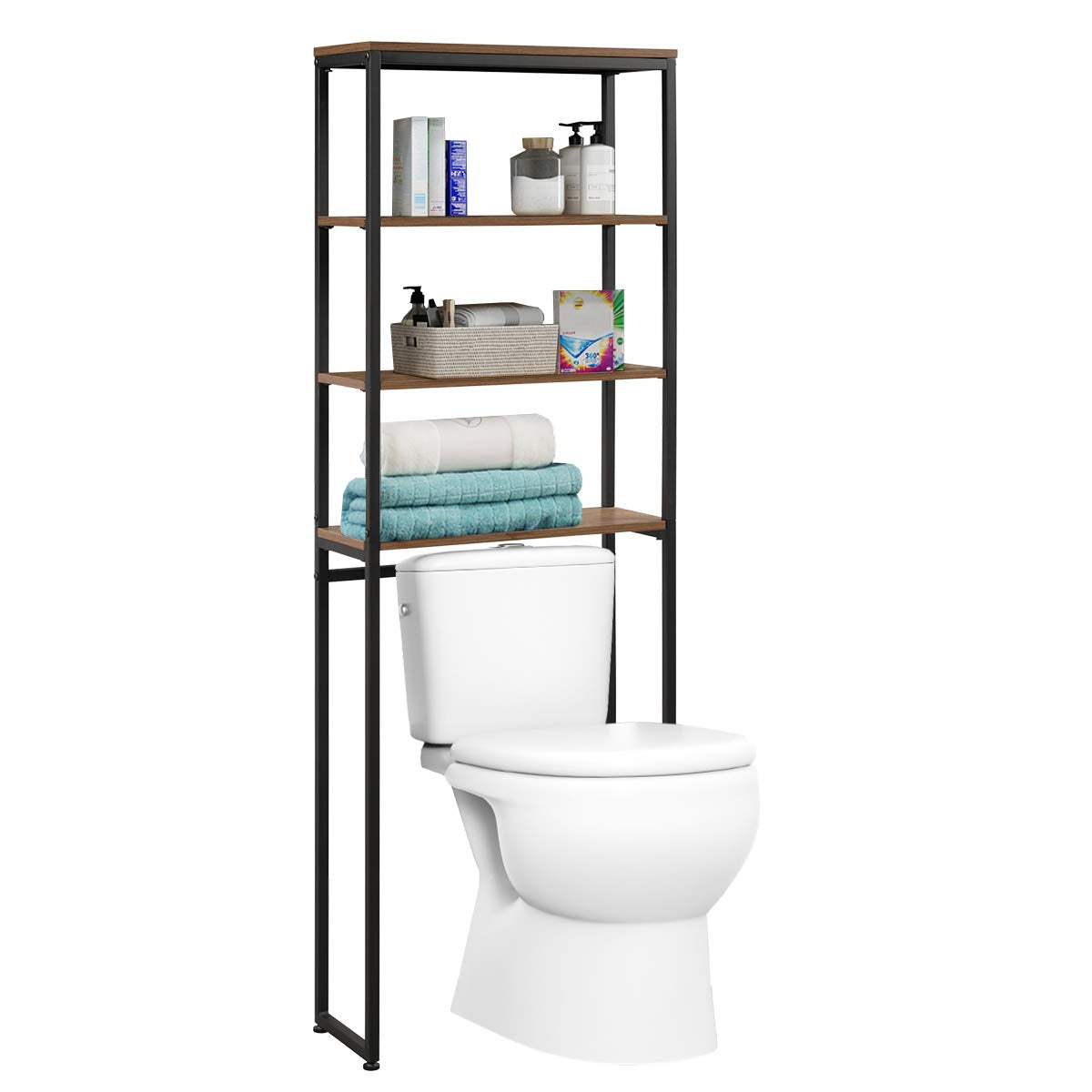 23.5 in. W x 69.5 in. H x 9.5 in. D Brown Bathroom Metal Over-the-Toilet Storage