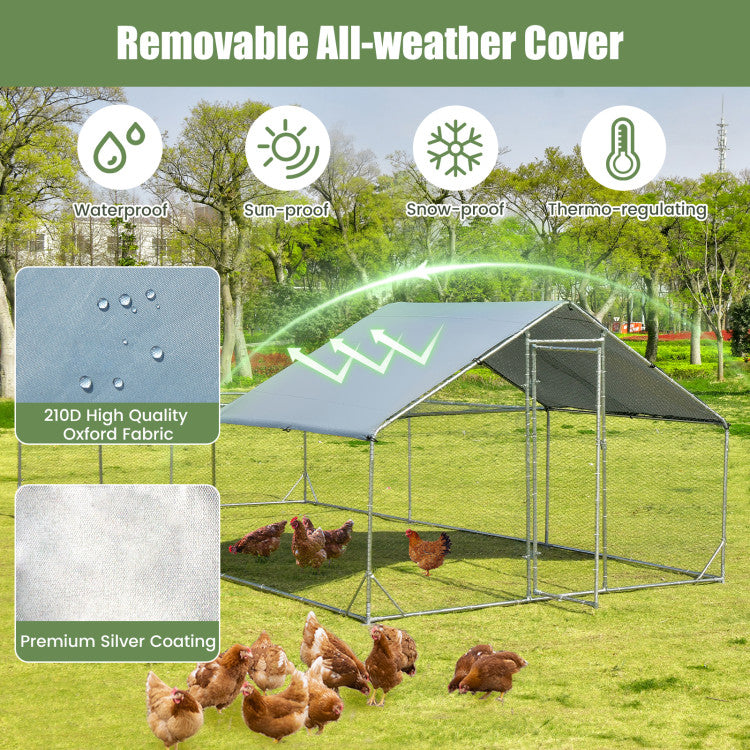 SUGIFT Large Metal Chicken Coop with Waterproof and Sun-proof Cover