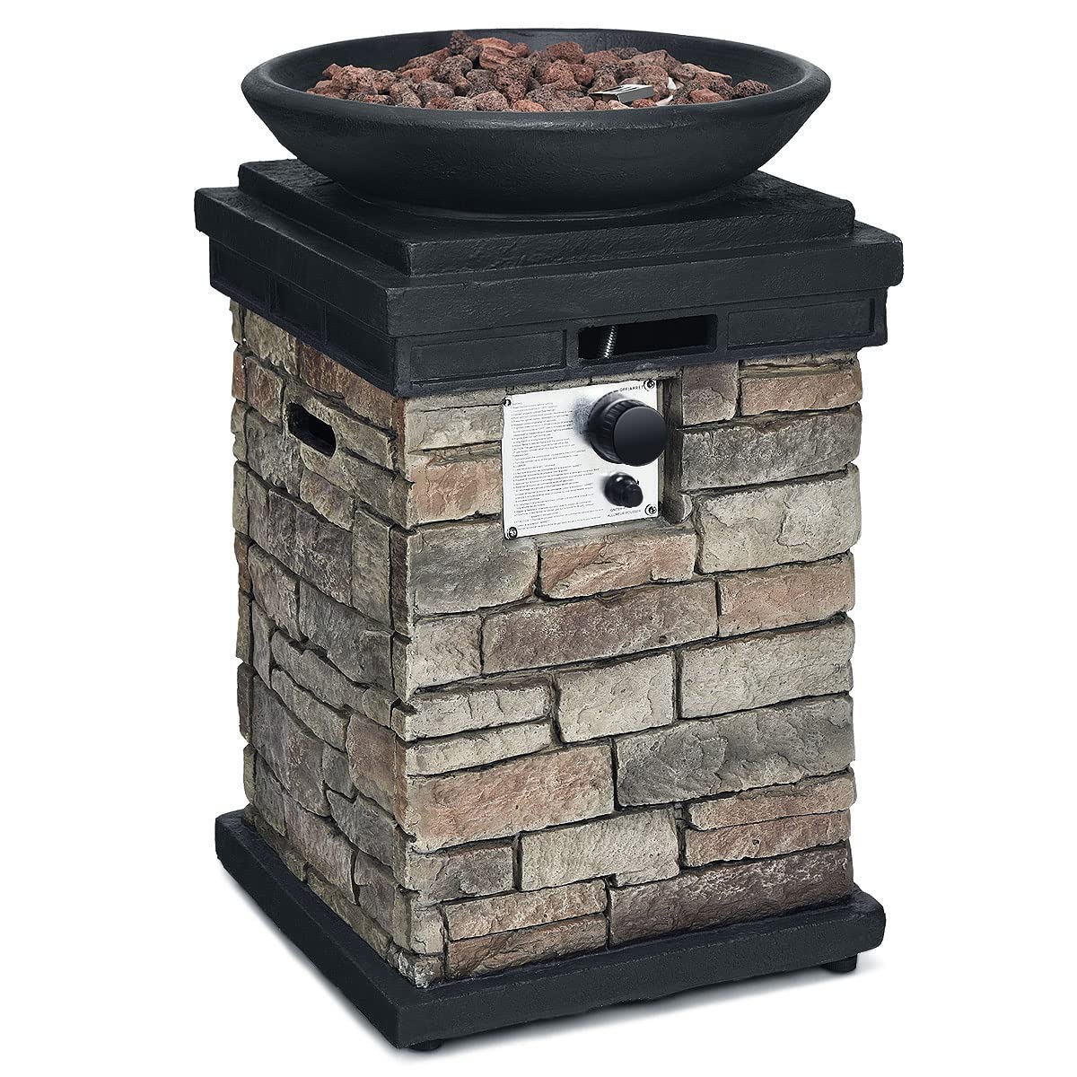 18 in. Square 40000 BTU Outdoor Gas Fire Pit Propane Burning Fire Bowl