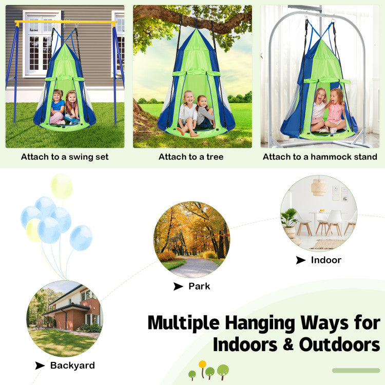 SUGIFT 2-in-1 40 Inch Kids Hanging Chair Detachable Swing Tent Orange