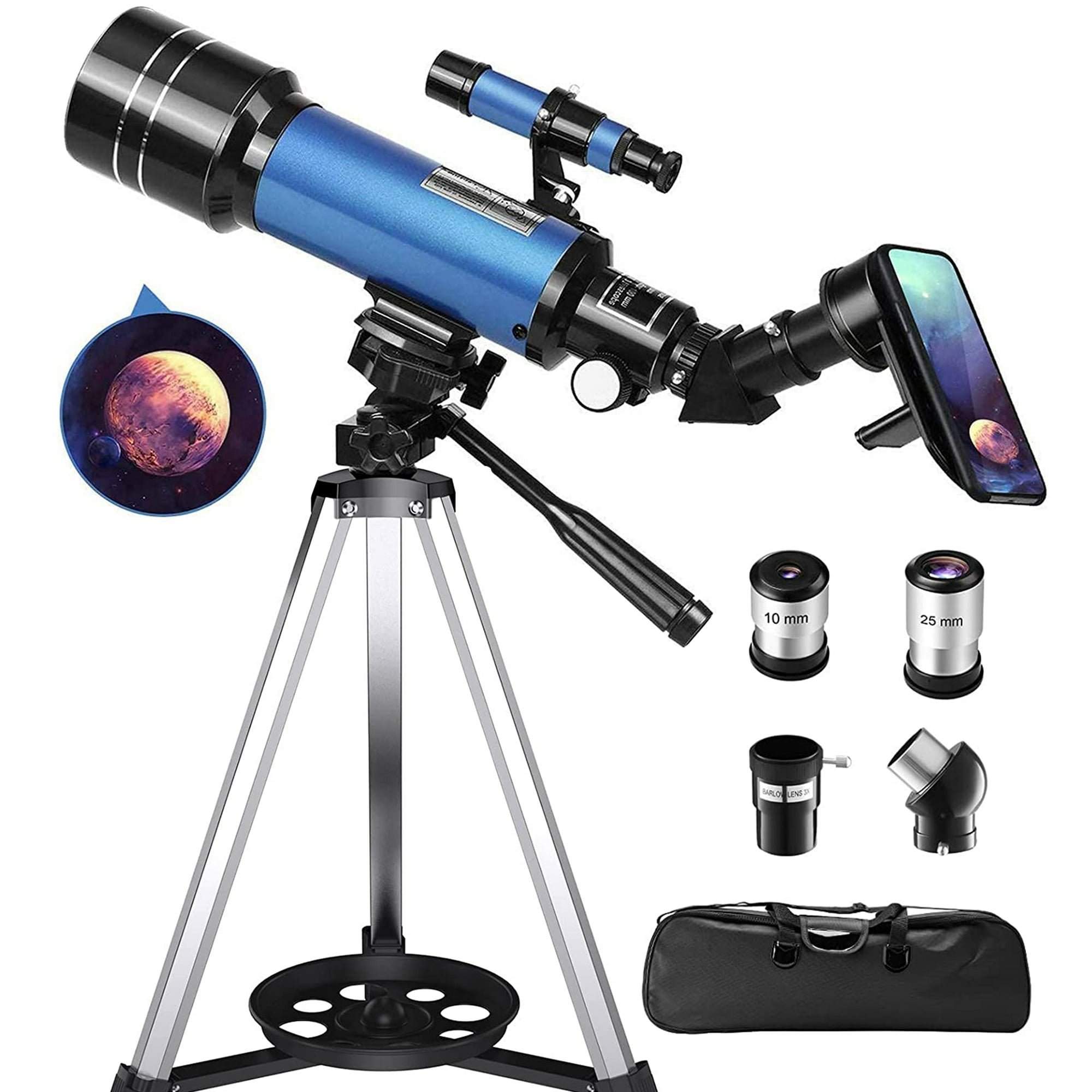 SUGIFT Telescope for Astronomy, 400/70 Refractor Telescope for Adults Kids Beginners, Portable Telescope with Tripod