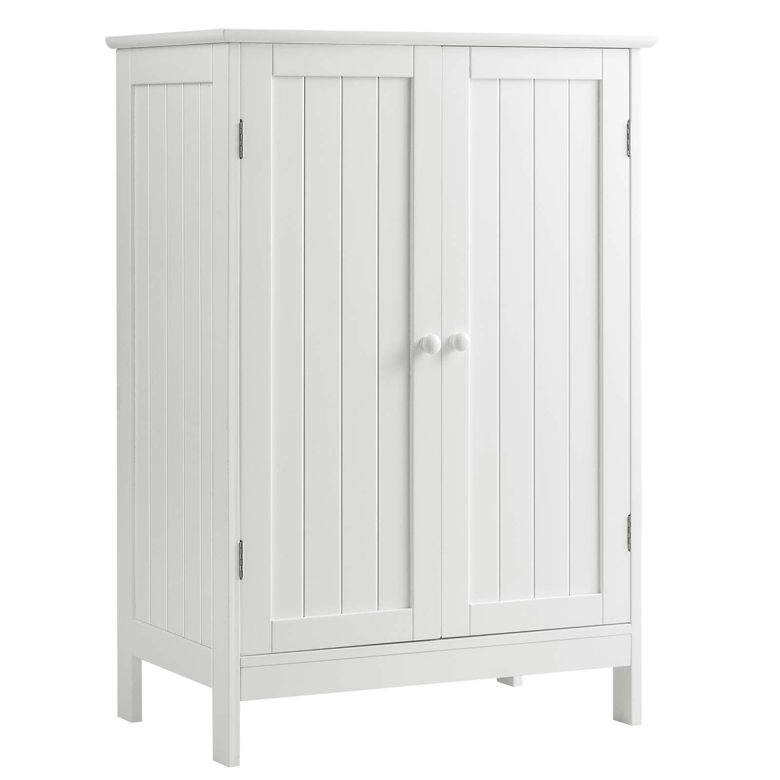 23.5 in. W x 14 in. D x 34.5 in. H Bathroom Floor Storage Linen Cabinet Double Door Kitchen Cupboard in White