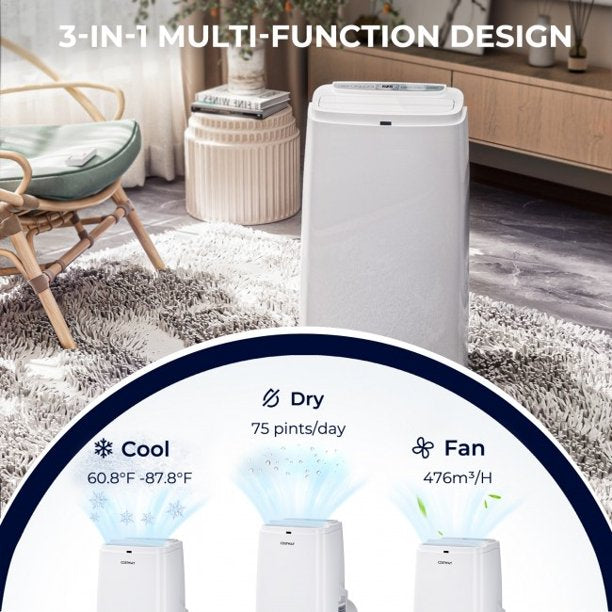 12000BTU 3-in-1 Portable Air Conditioner with Remote