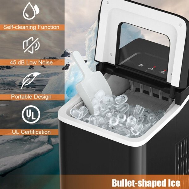 SUGIFT Mini Ice Maker 26lbs/24h Portable Countertop Ice Maker Machine with Scoop