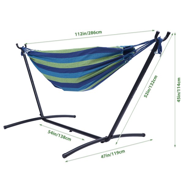 SUGIFT Hammock with Stand - Indoor or Outdoor Use - Carrying Pouch-Powder-coated Steel Frame - Durable 450 Pound Capacity£¬Brown/Gray Striped