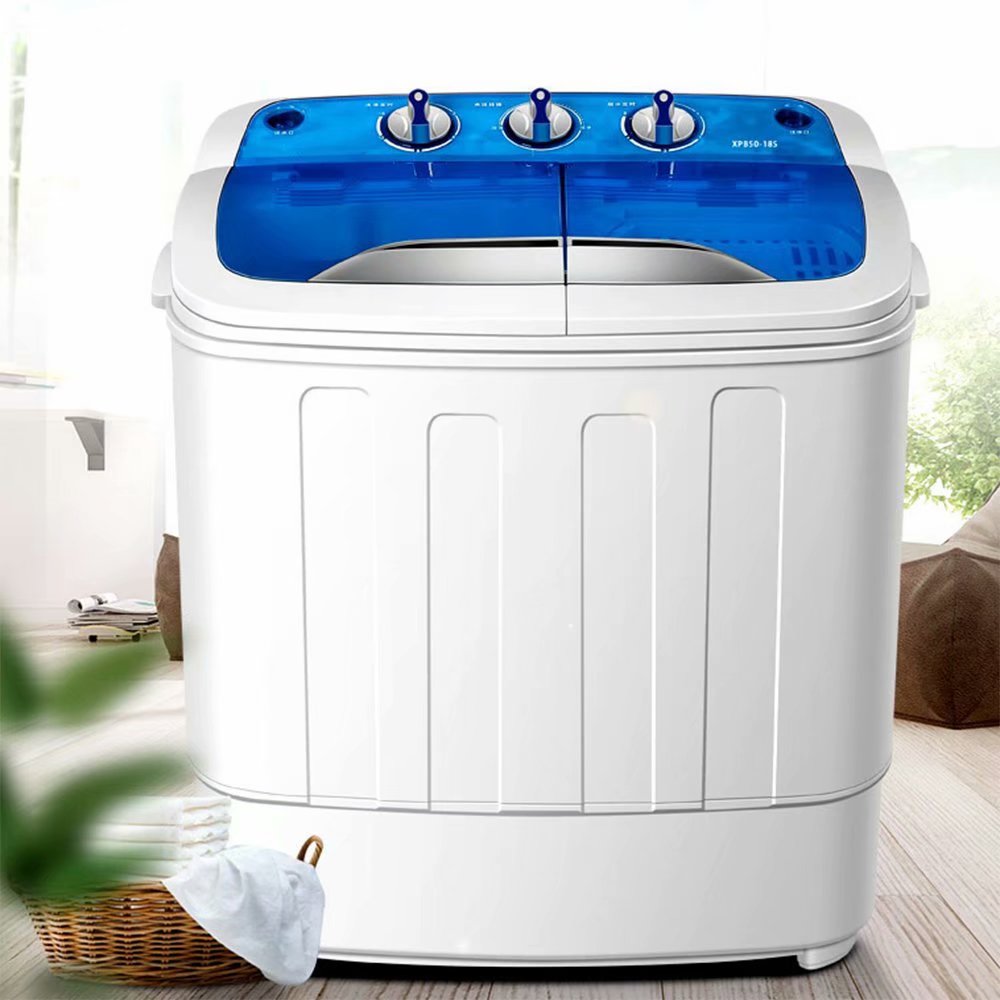 SKONYON Washing Machine Compact Mini Twin Tub 8 lbs Washing Machine Washer Spinner