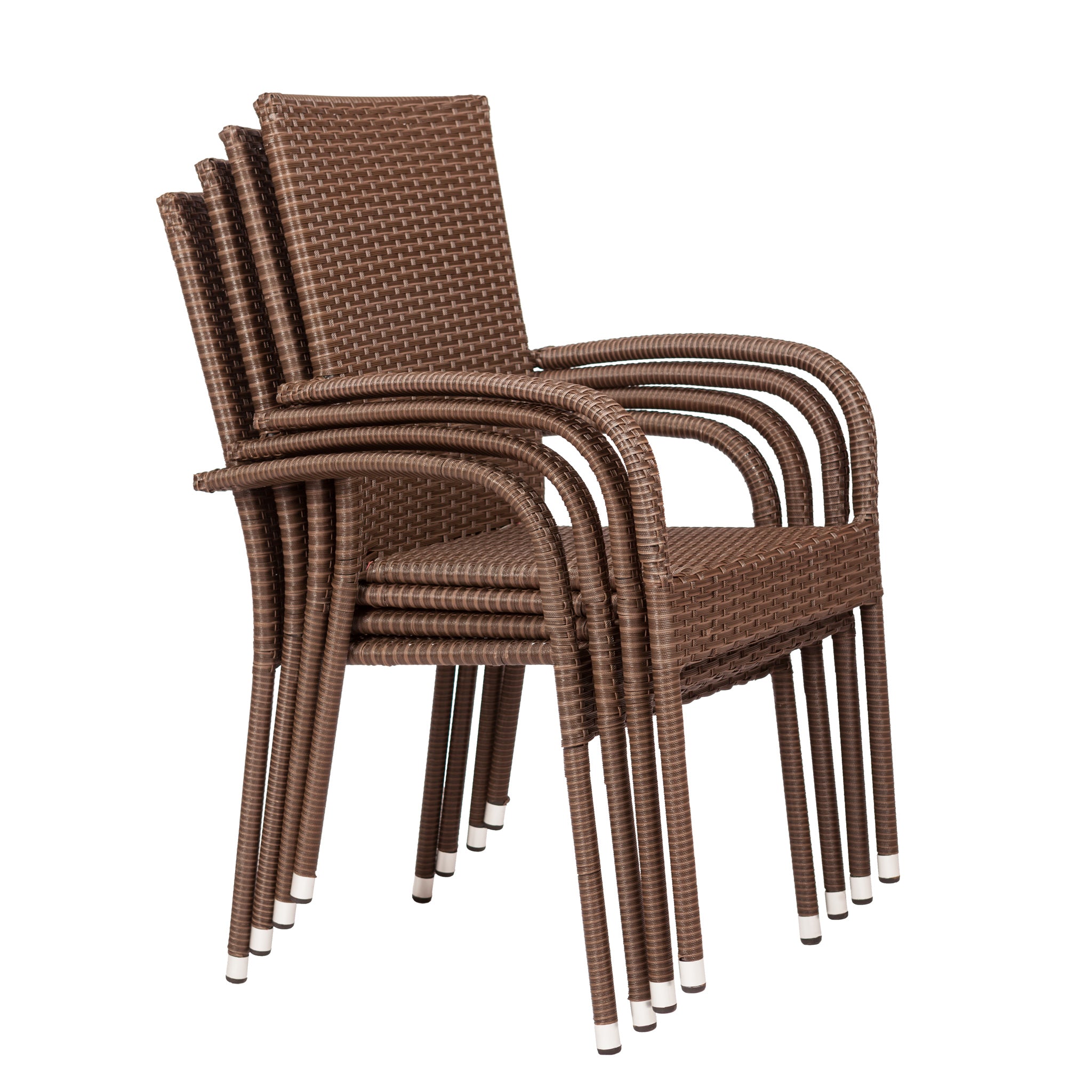 SUGIFT Morgan Resin Wicker Stacking Patio Dining Chair 4-Pack in Mocha