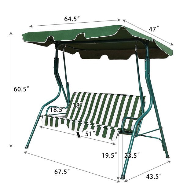 SUGIFT Deluxe Outdoor Swing Canopy  UV30+  Patio Swing Chair 3 Person Porch Top Cover for Patio Yard Seat