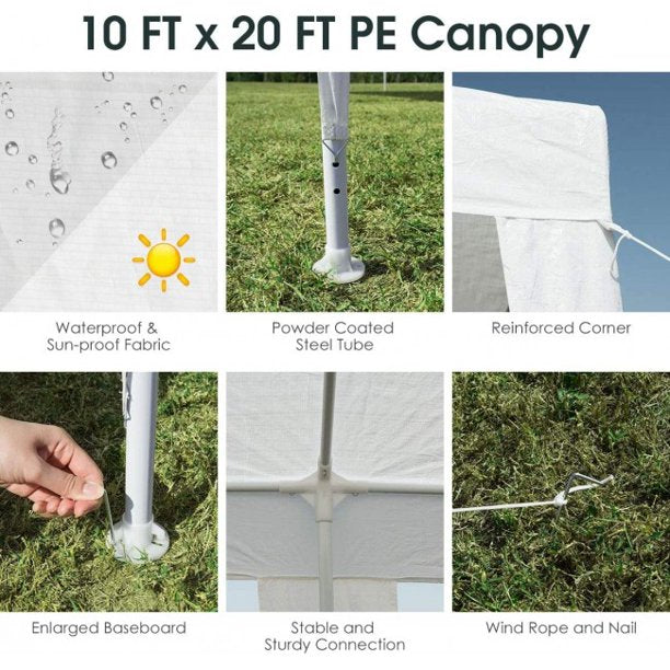 10 x 20 Feet Waterproof Canopy Tent with Tent Peg and Wind Rope Outdoor Garden Wedding Gazebo