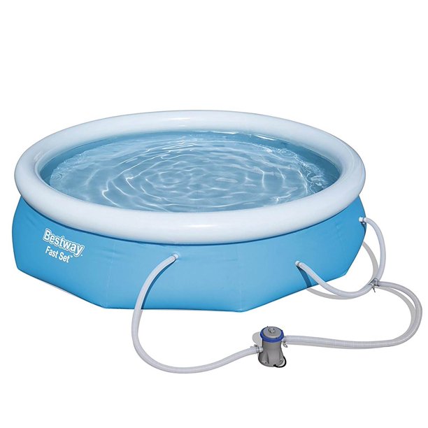 SUGIFT 10' x 30in Fast Set Inflatable Above Ground Swimming Pool with Filter Pump, Round