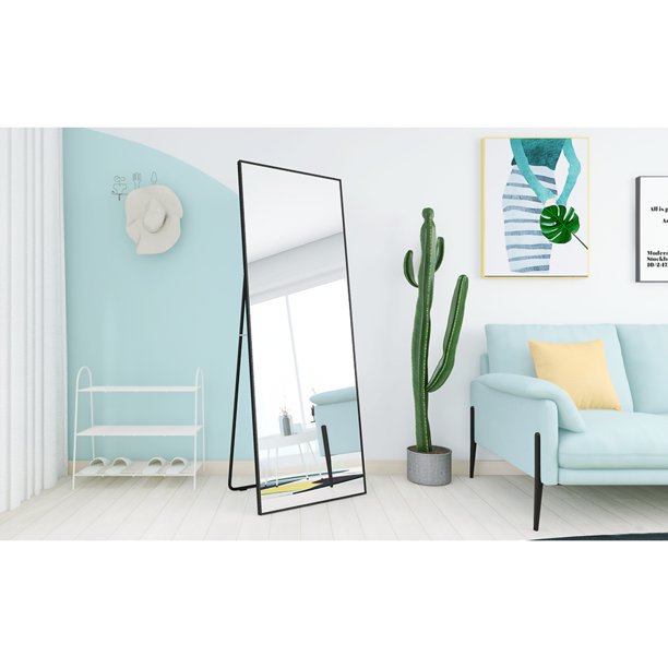 SUGIFT Full Length Mirror 65 22 Floor Mirror Full Body Standing Mirror, Black