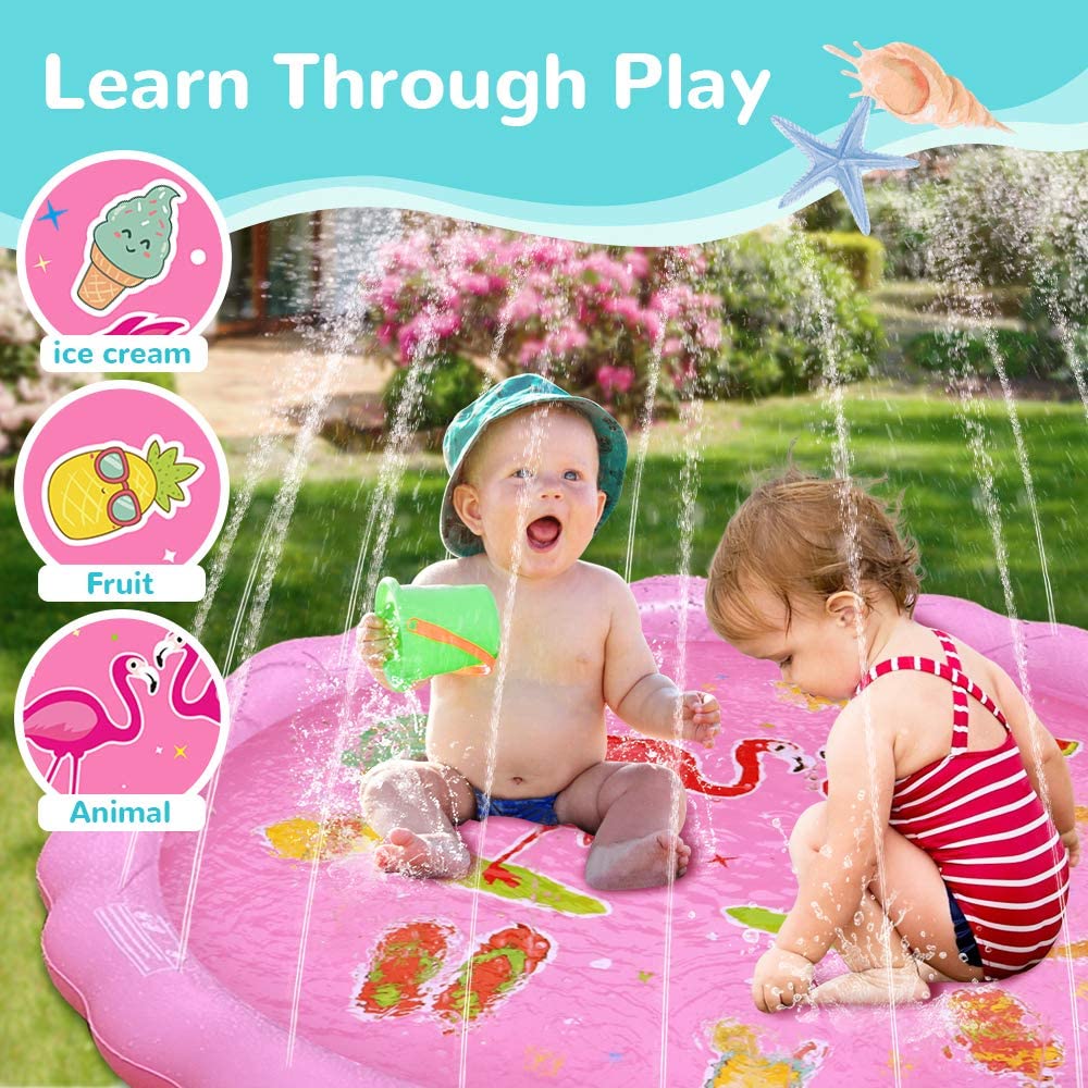 SUGIFT Splash Pad Sprinkler for Kids Toddlers 67" Splash Water Pad,Outdoor Swimming Pool Splash Play Mat Water Toys for Children for Fun Games Learning