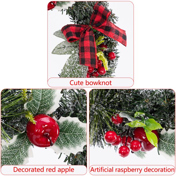 SUGIFT A Christmas Wreath Decorated With Apples And Raspberries With Red Bows