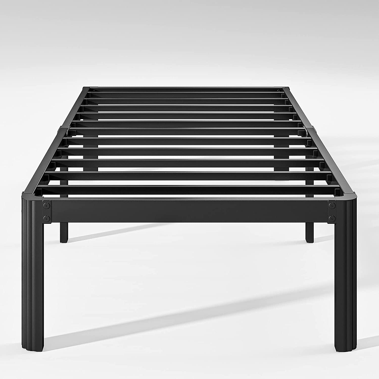 14in Heavy Duty Twin Bed Frame No Box Spring Needed, Metal Platform Bed Frame Twin with Round Corners, Easy Assembly, Noise Free, Black