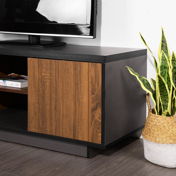 SUGIFT 47.2in Mid-Century Modern 2 Door TV Stand with Storage Cabinet