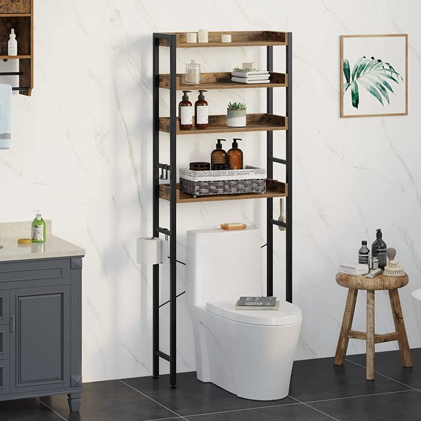 SUGIFT Over The Toilet Storage Rack, 4-Tier Bathroom Space Saver with Adjustable Shelves