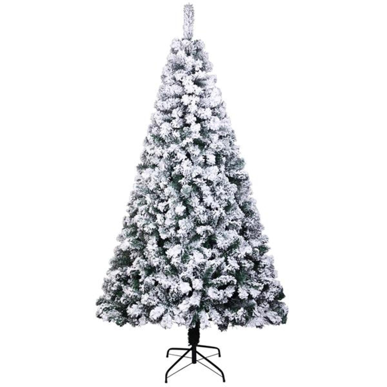 SUGIFT 6FT Hinged Artificial Flocked Christmas Tree w/ 750 Thicken Tips