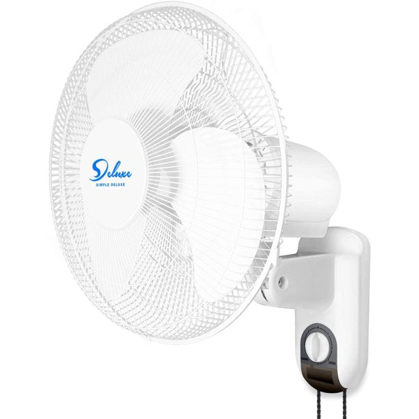 SUGIFT Household Wall Mount Fans 16In Adjustable Tilt,Quiet Operation Household Wall Mount Fans Oscillatin,90 Degree, 3 Speed Settings, White