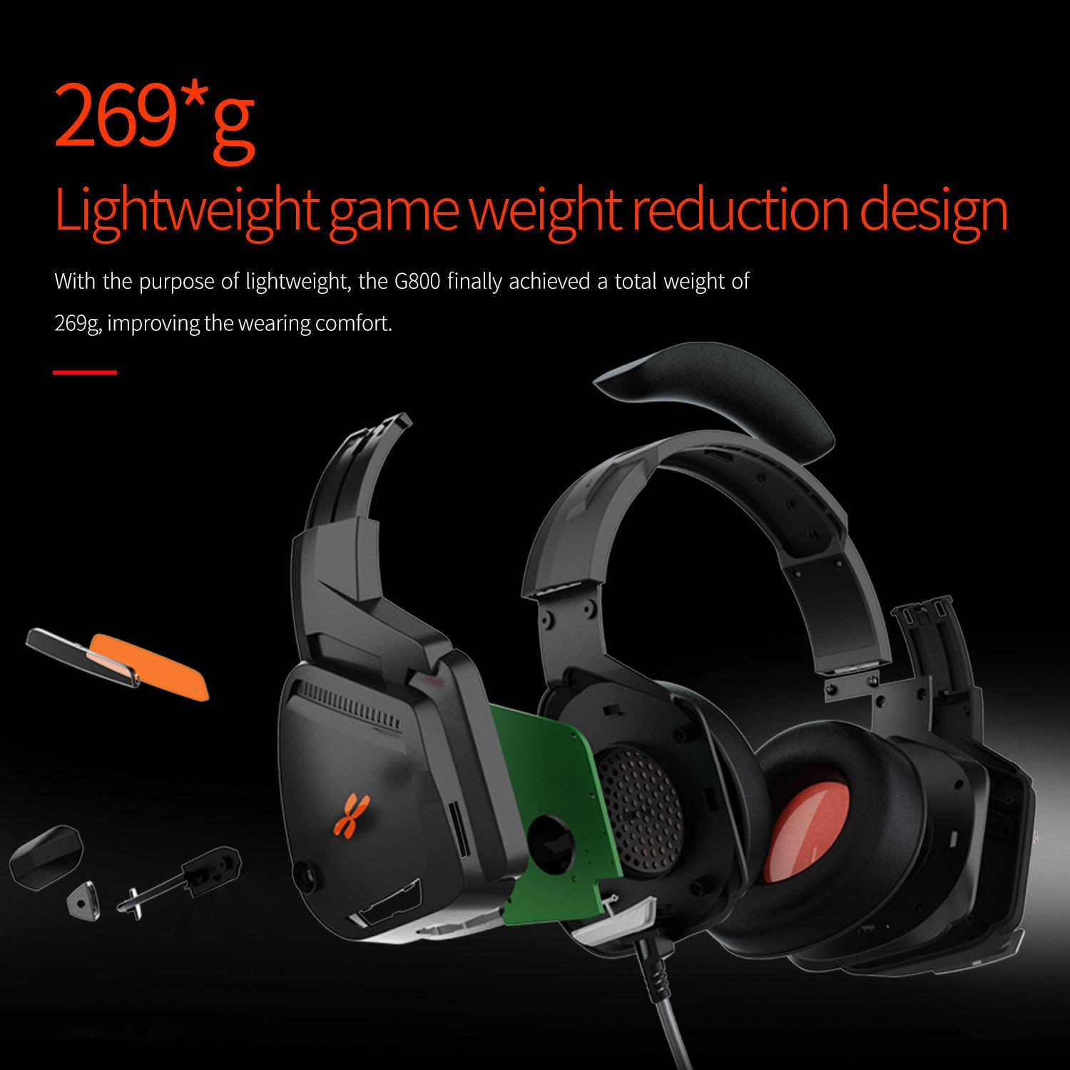 SUGIFT Gaming Headset G800 Noise Reduction Headphones Black