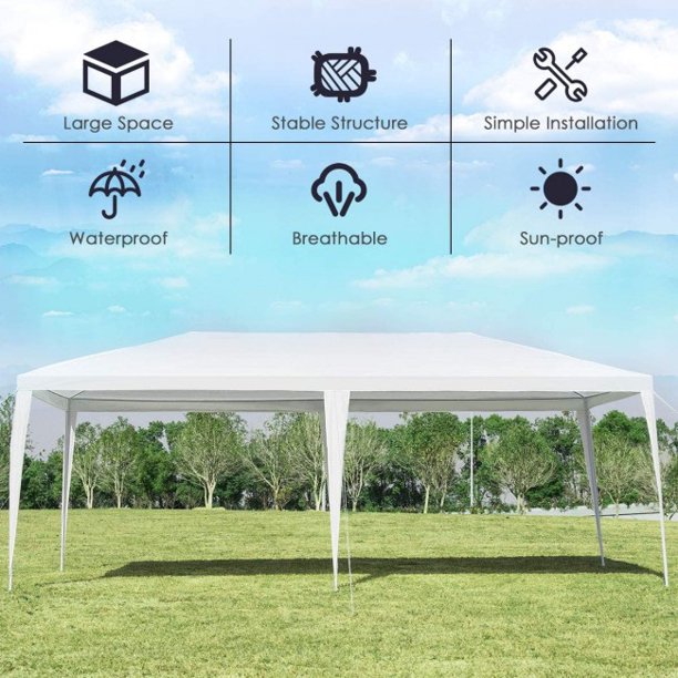 10 x 20 Feet Waterproof Canopy Tent with Tent Peg and Wind Rope Outdoor Garden Wedding Gazebo