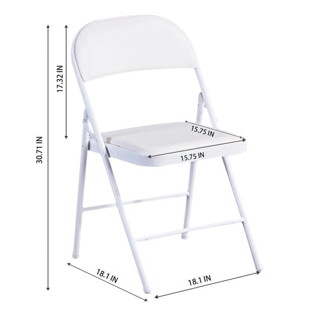 SUGIFT Premium Vinyl Padded Metal Folding Chair, 4 Pack, White