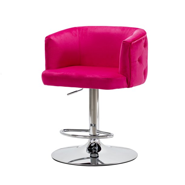 SUGIFT Tufted Chair Adjustable Height Bar Stool Fuchsia