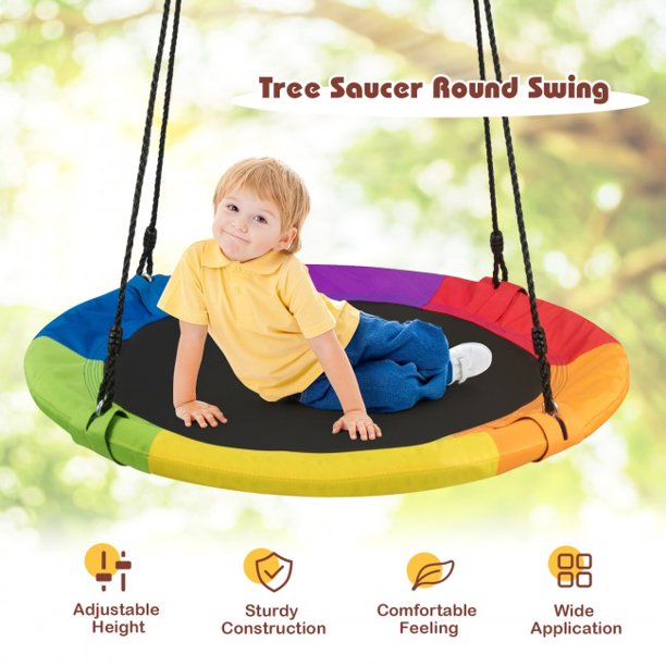 SUGIFT Tree Swing 40 Inch 770 lbs Flying Saucer Kids Gift with 2 Tree Hanging Straps