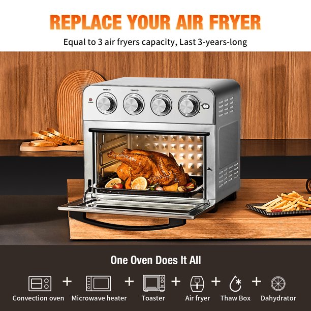 SUGIFT Air Fry Oven, Countertop Toaster Oven, 3-Rack Levels, 16 Preset Modes, Stainless Steel