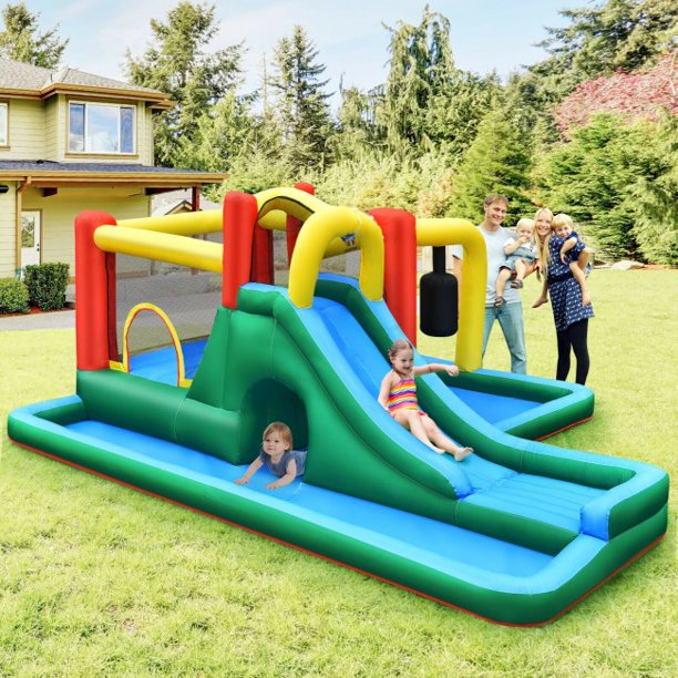 SUGIFT Inflatable Bounce House Slide Water Park Climbing Bouncer Pendulum Chunnel Game without Air-blower