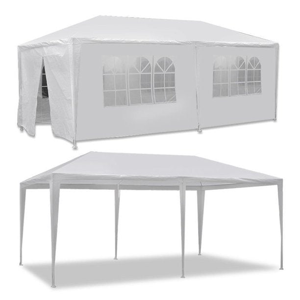 SUGIFT Outdoor Canopy Party Wedding Tent White Gazebo Pavilion with 6 Side Walls