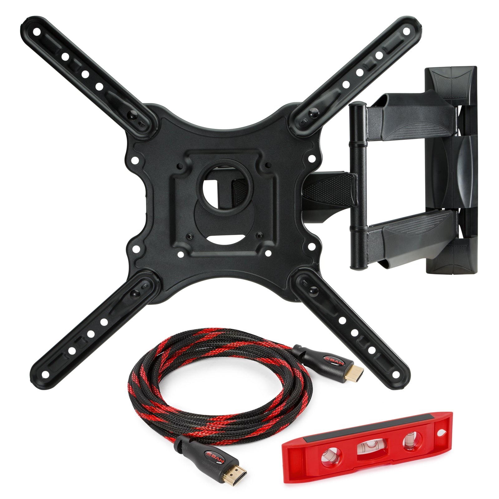 TV Wall Mount Monitor Bracket for 32-52 Inch LED, Universal Fit, Swivel, Tilt, Articulating with 10' HDMI Cable