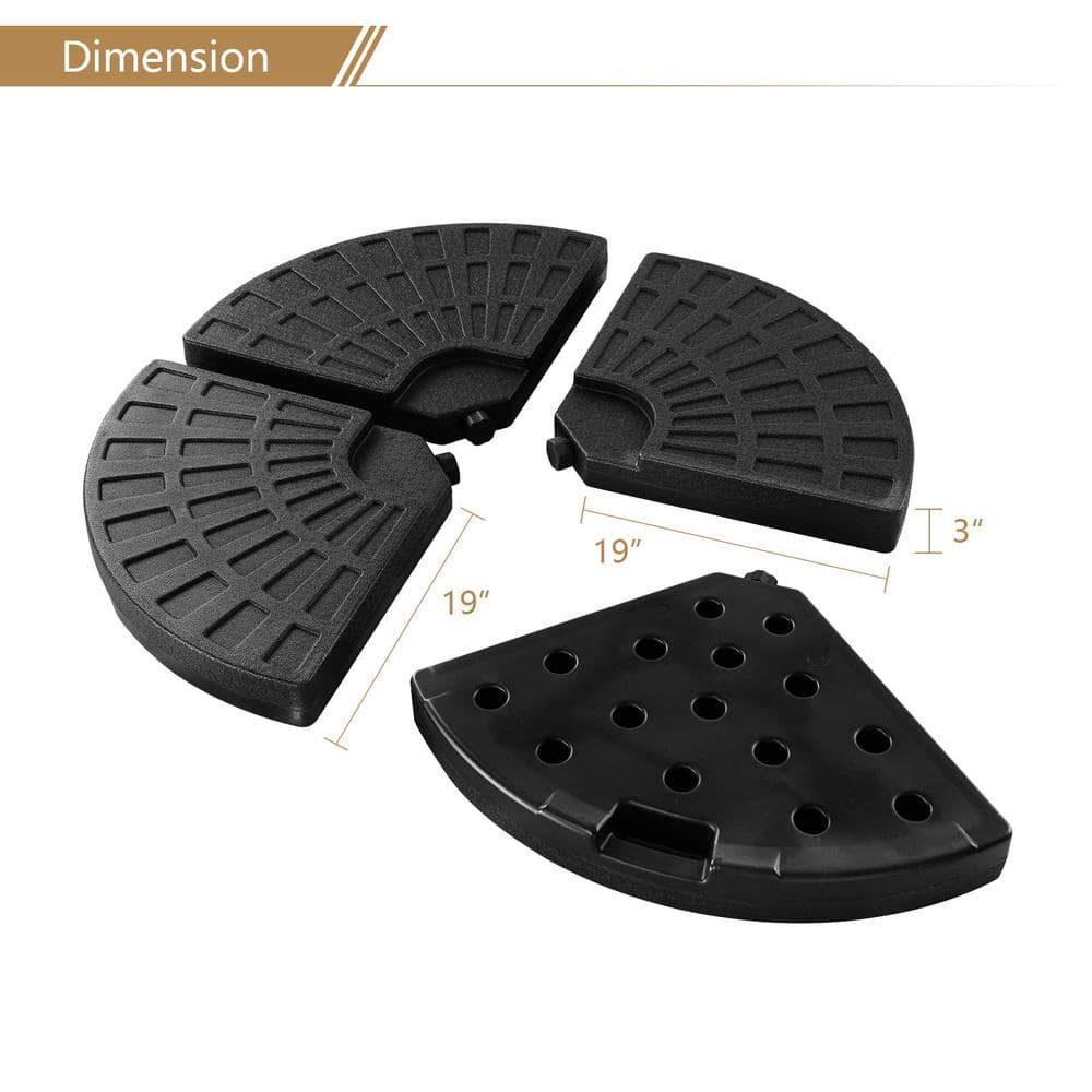 14 lbs. HDPE Plastic Patio Umbrella Base in Black (Set of 4)