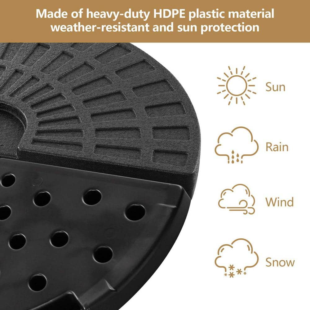 14 lbs. HDPE Plastic Patio Umbrella Base in Black (Set of 4)