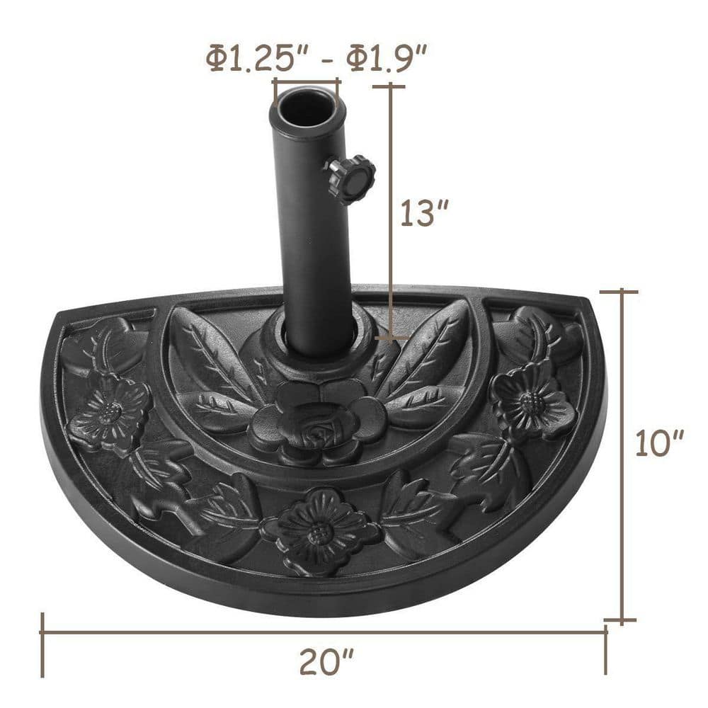 20 lbs. Resin Half Round Patio Umbrella Base in Black